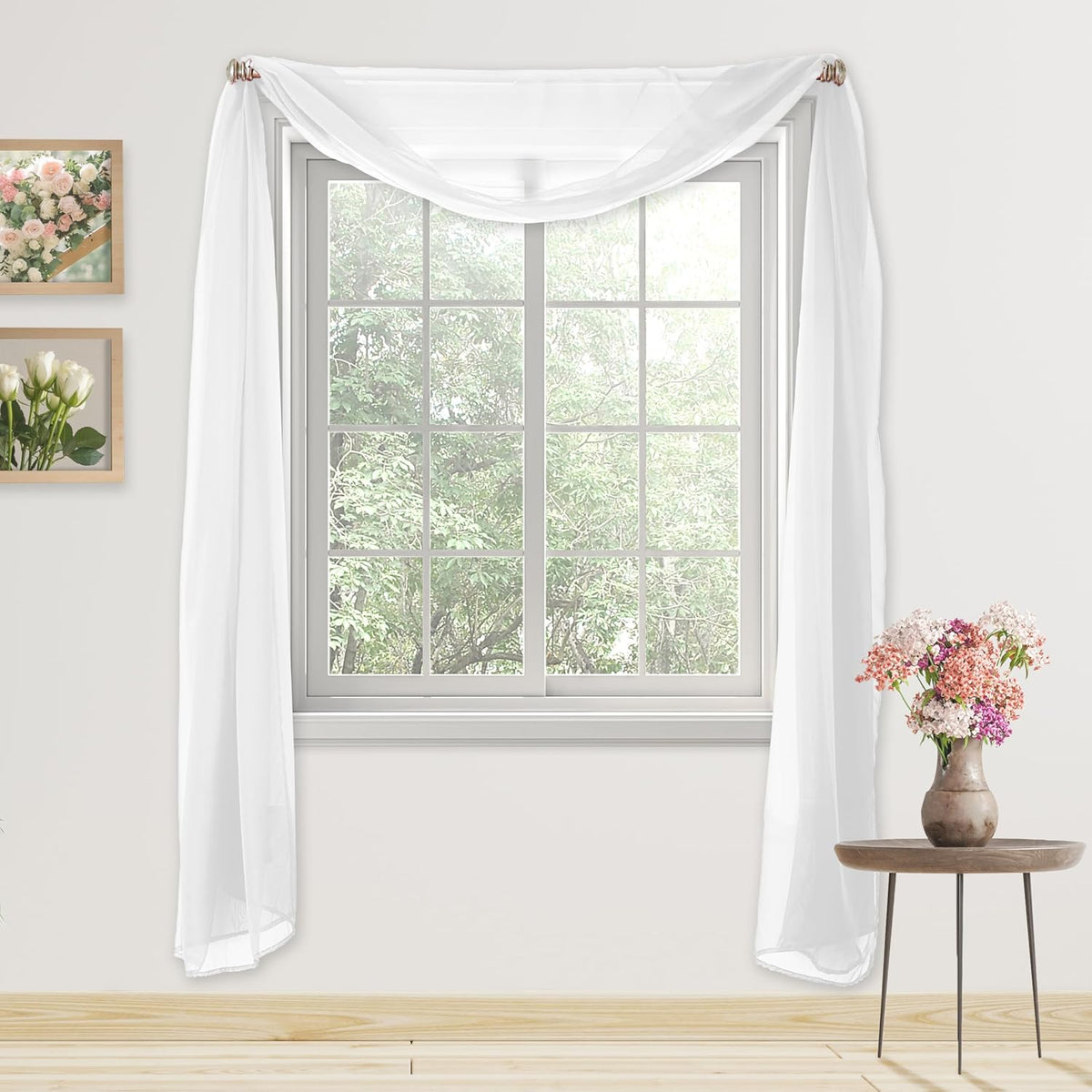 Elegant Comfort 139,7 x 548,6 cm Düz Perde Şeffaf Vual Eşarp, Beyaz