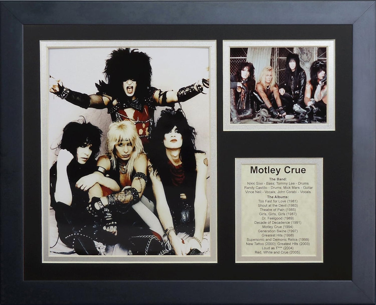 Efsaneler Ölüm Asla Motley Crue Çerçeveli Fotoğraf Kolajı, 35,6 cm