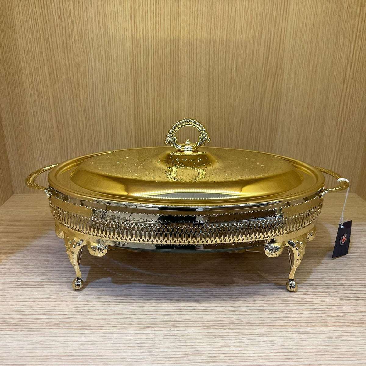 Queen Anne Altın Kaplama Isıtıcılı Oval Yemek Servis 41 x 26.5 cm