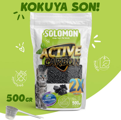 Solomon Active Carbon 500 Gr Koku Giderici - Kedi Kumu Koku Giderici Kokusuz Kedi Tuvaleti Doğal Kum Kokusu Önleyici Aktif Karbon