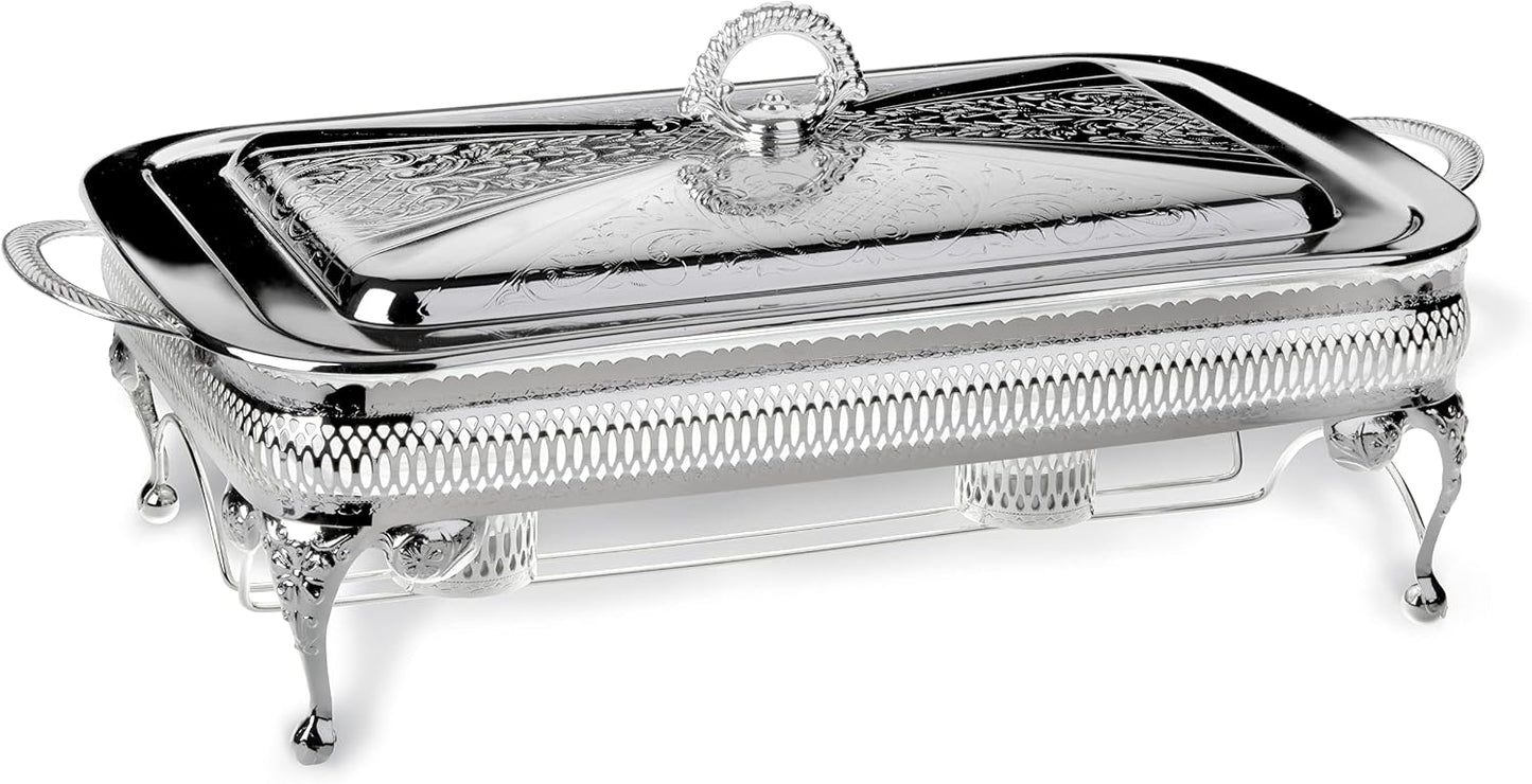 Queen Anne İngiliz Gümüşü Isıtıcılı Dikdörtgen Yemek Servis 46 x 25 x 19 cm