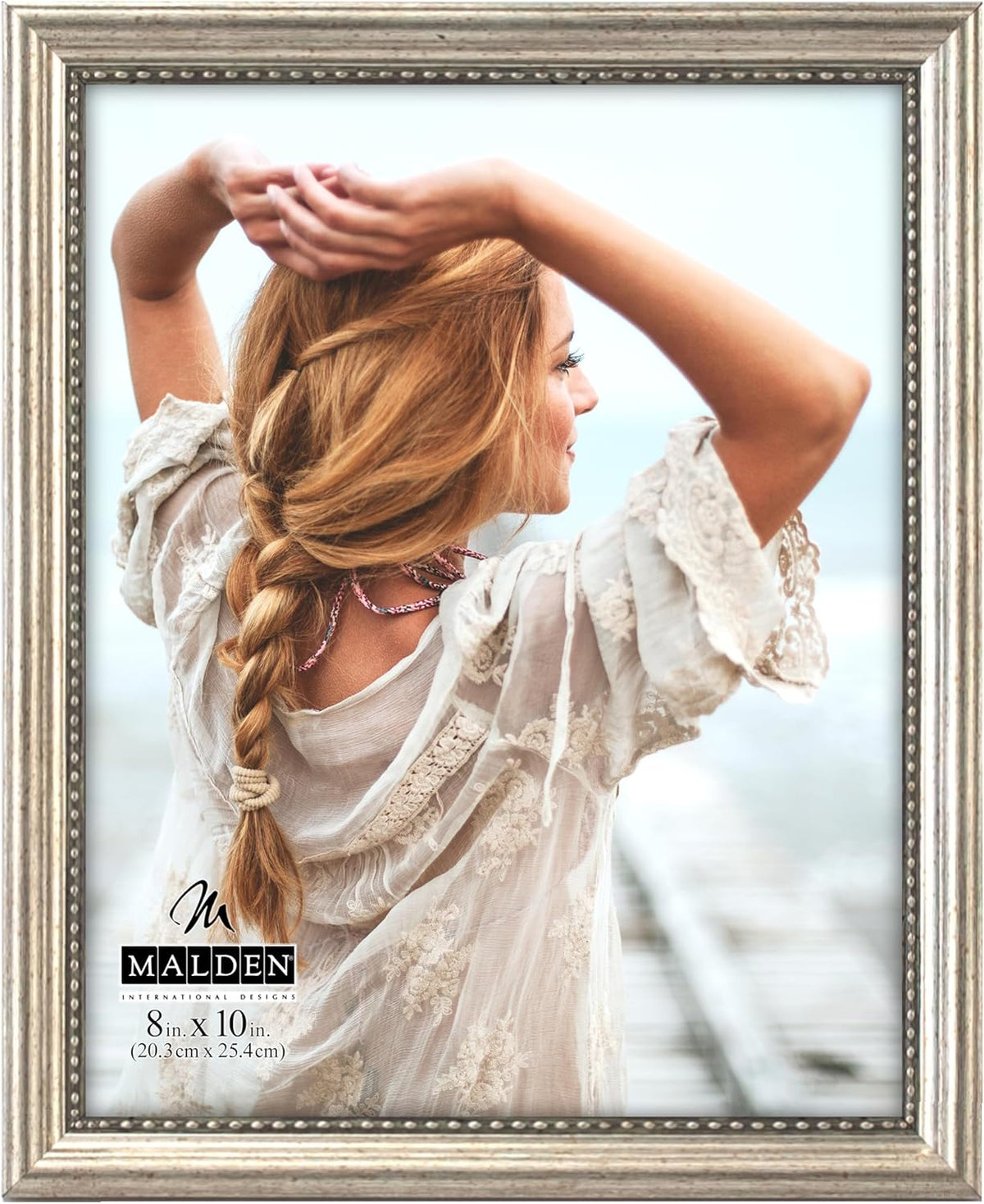 Malden International Designs Klasik Ahşap Resim Çerçevesi, 8x10, Gümüş