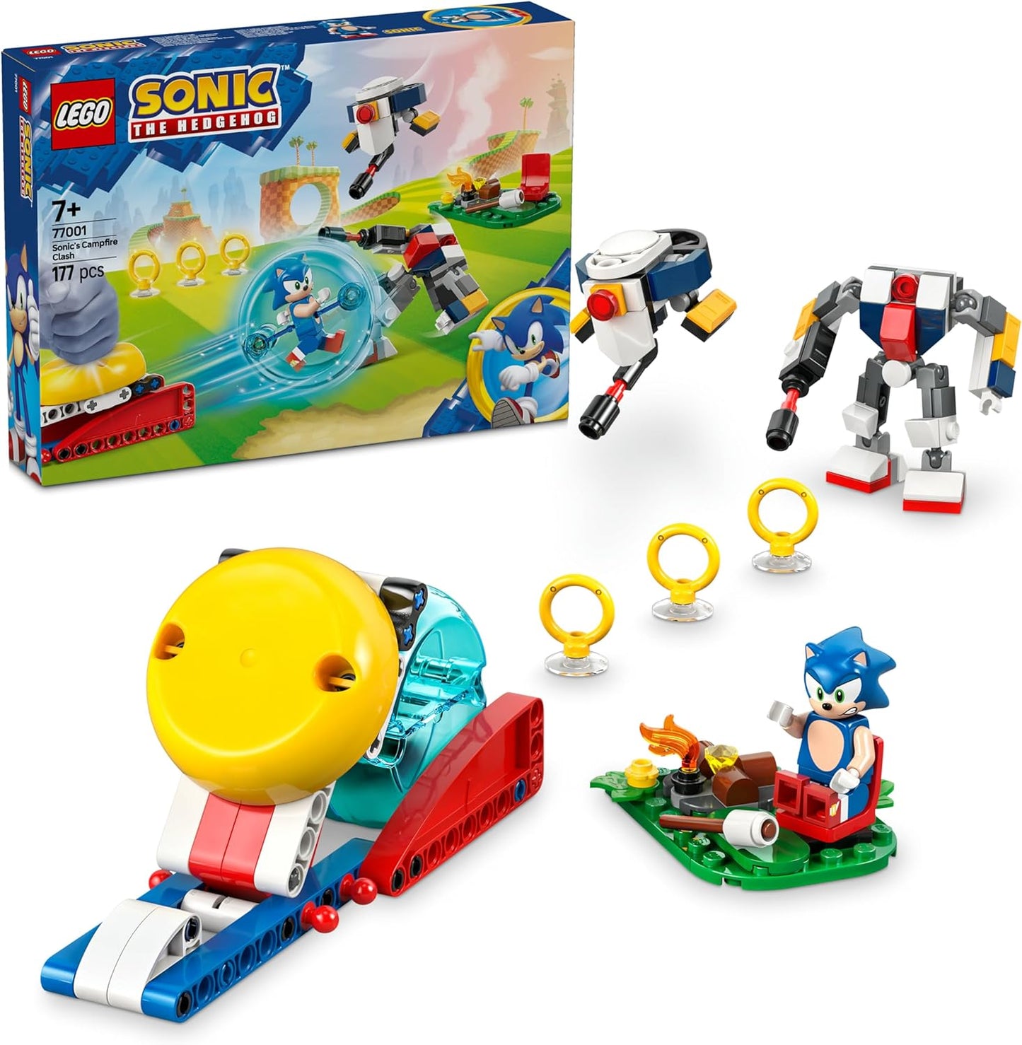 The Hedgehog: Sonic’in Kamp Ateşi Çarpışması 77001, 7 Yaş ve Üzeri Kız ve Erkek Çocukları İçin Yaratıcı Oyuncak Yapım Seti, Yaratıcı Hediye Fikri (177 Parça)