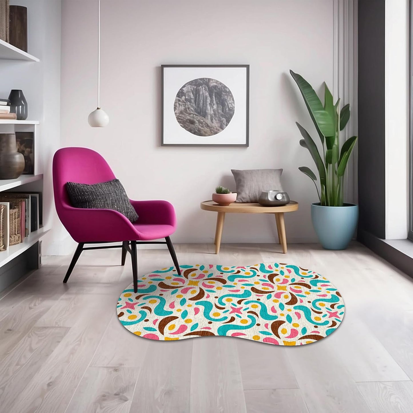 Kapre Şönil Kaymaz Pamuk Tabanlı Yıkanabilir Antibakteriyel Asimetrik Salon Halısı 160x160