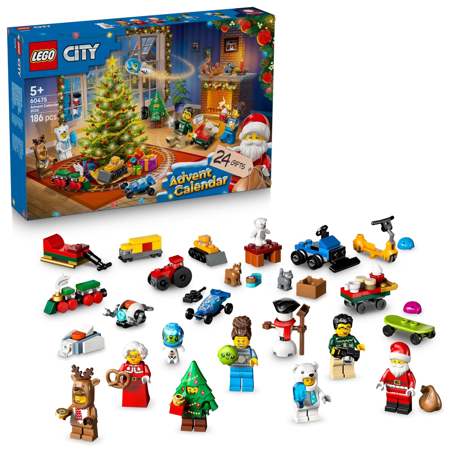 LEGO City 2025 Yılbaşı Takvimi 60475 – 5 Yaş ve Üzeri Erkek ve Kız Çocuklar için Yılbaşına Geri Sayım Yapan, Günlük Sürpriz Oyuncaklarla Dolu Yaratıcı Oyuncak Yapım Seti ve Hediye Fikri (186 Parça)