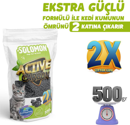 Solomon Active Carbon 500 Gr Koku Giderici - Kedi Kumu Koku Giderici Kokusuz Kedi Tuvaleti Doğal Kum Kokusu Önleyici Aktif Karbon