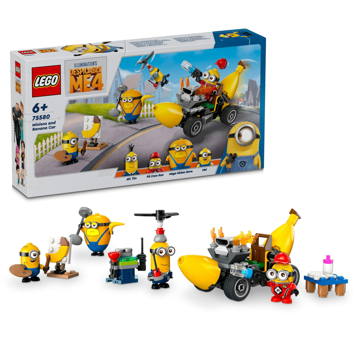 LEGO Despicable Me 4 Minyonlar ve Muz Araba 75580 6 Yaş ve Üzeri Çocuklar İçin Filmden Esinlenen Yaratıcı Oyuncak Yapım Seti (136 Parça)
