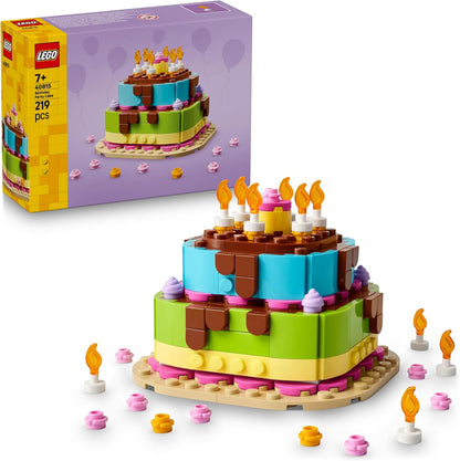 LEGO Doğum Günü Pastası 40815 – 7 Yaş ve Üzeri Kız ve Erkek Çocuklar için 10 Adet Mum İçeren Dekoratif Masa Süsü Yaratıcı Oyuncak Yapım Seti, Çocuklar için Doğum Günü Hediyesi Fikri (219 Parça)