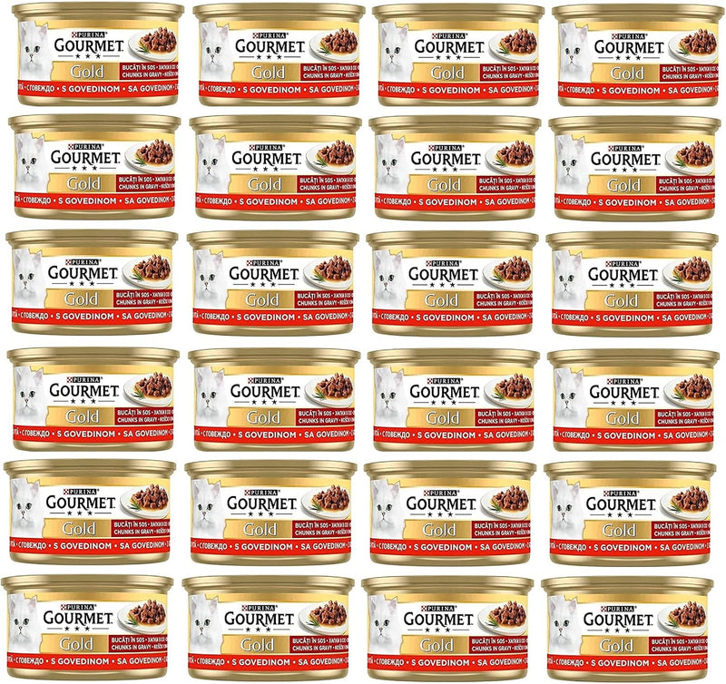 Gourmet Gold Parça Etli Sığır Etli Yaş Kedi Maması (24 x 85 gr)