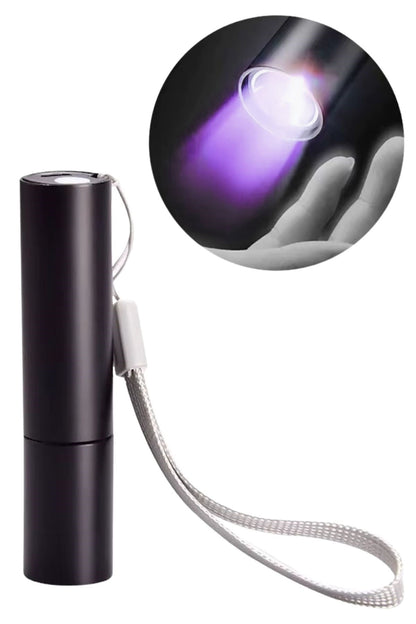 BUFFER® Mini Cep Boy USB İle Şarj Olan Oje Kurutucu Para Kontrol Kontol LED UV Mor Işık El Feneri