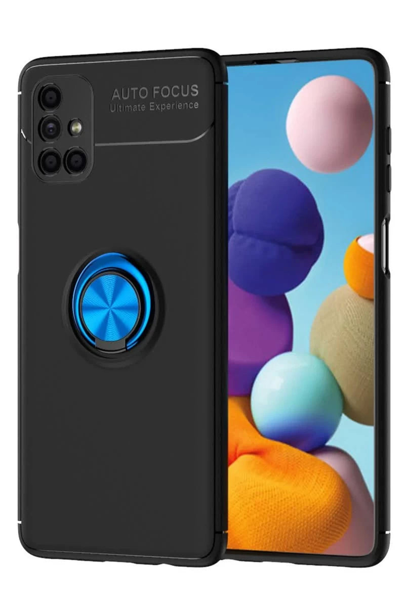 Samsung Galaxy M51 Kılıf Range Yüzüklü Silikon - Siyah-Mavi