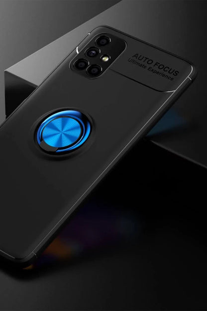 Samsung Galaxy M51 Kılıf Range Yüzüklü Silikon - Siyah-Mavi