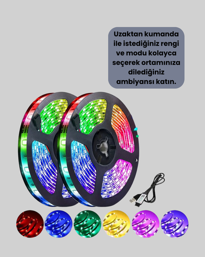 Kumandalı 5 Metre Şerit LED Dekoratif Aydınlatma