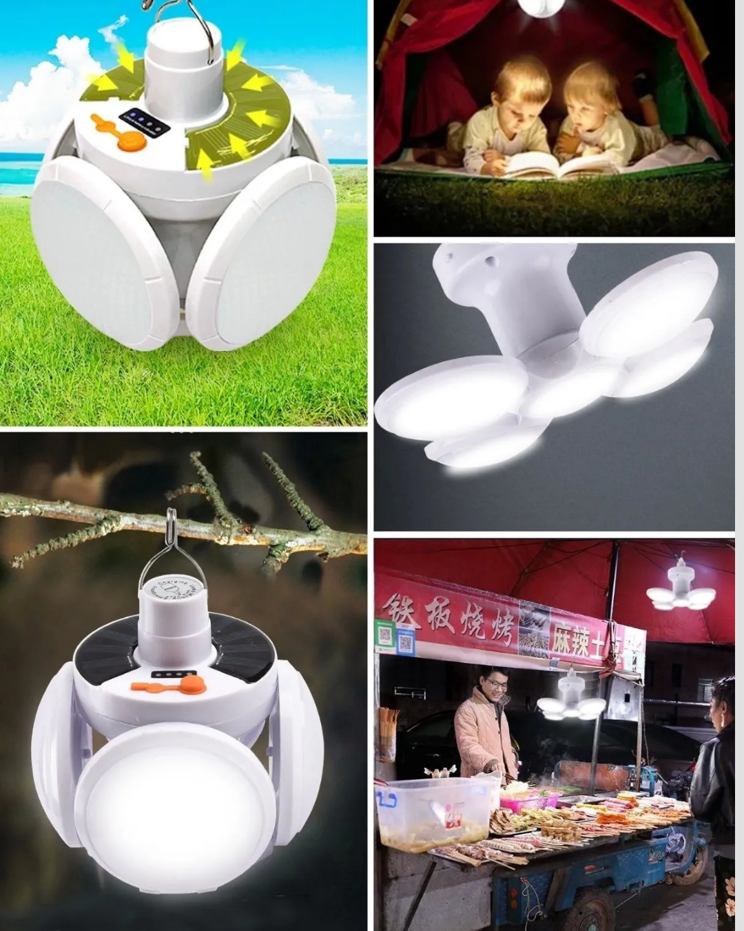 USB ve Solar Şarjlı Katlanabilir 5 Taraflı LED Lamba