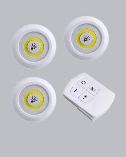 Çok Amaçlı Kullanım İçin Kablosuz Yapışkanlı 3 Lü Uzaktan Kumandalı Led Spot Lamba