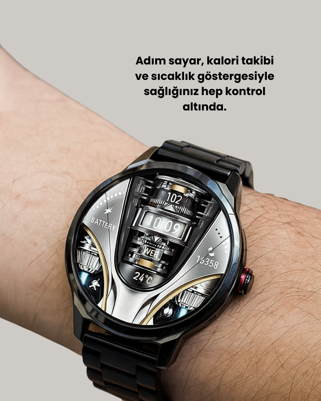 Şık Metal Kasa ve Değiştirilebilir Kordonlarla SW80 Akıllı Saat