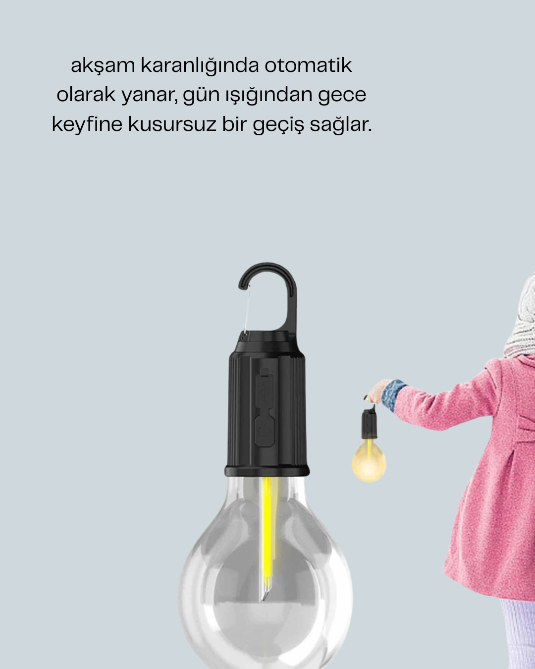 Akıllı Sensörlü USB Şarjlı Kamp Lambası