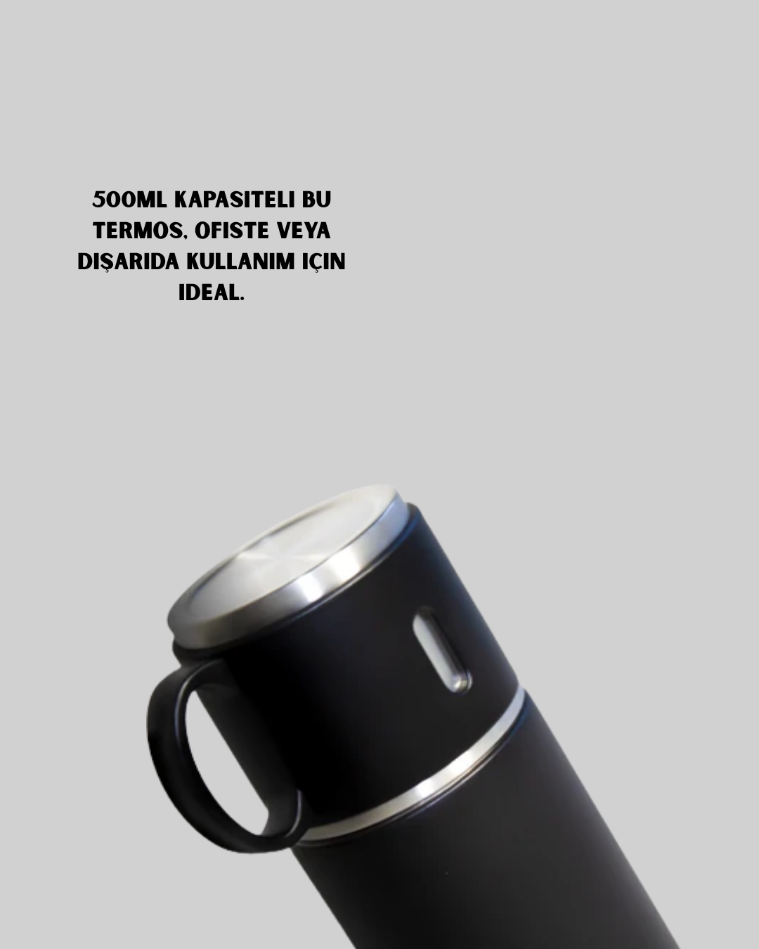 500 ml Isı Korumalı Çelik Termos ve Bardak Seti | Silikon Tabanlı, Şık ve Pratik