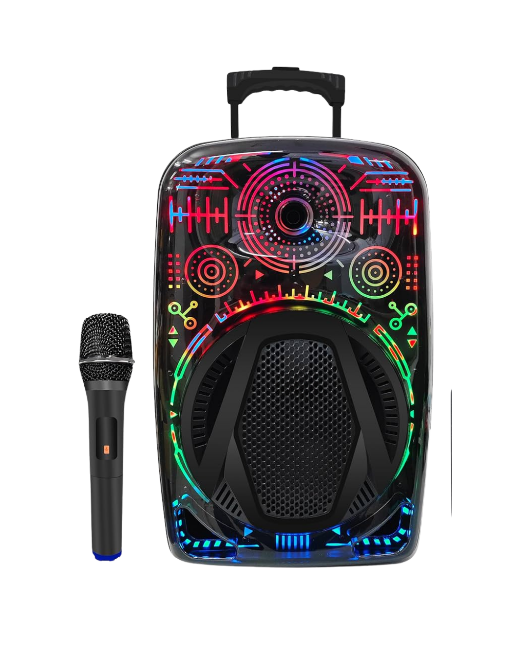 8 İnç Karaoke Hoparlör USB AUX FM Destekli Işıklı Speaker