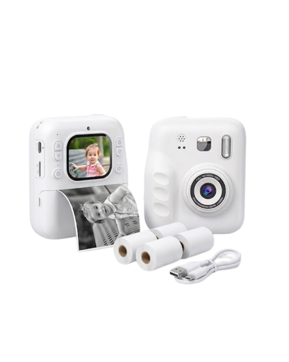 Eğlenceli Baskılı Çocuk Fotoğraf Makinesi Video Çekim 4 Rulo Kağıt 5 Kalem Set