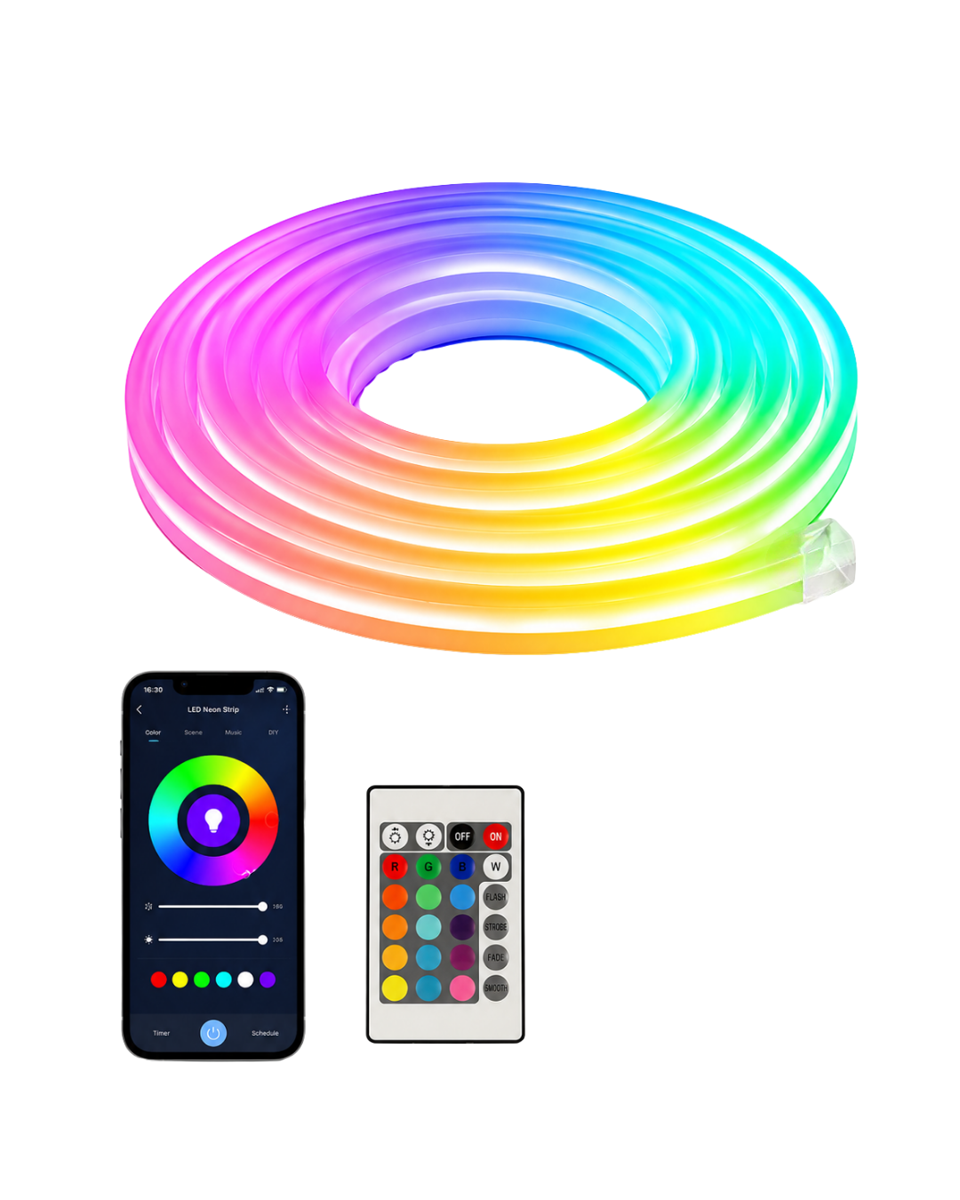 RGB Neon Led Şerit Işık Kumandalı USB Girişli Su Geçirmez Şerit Led