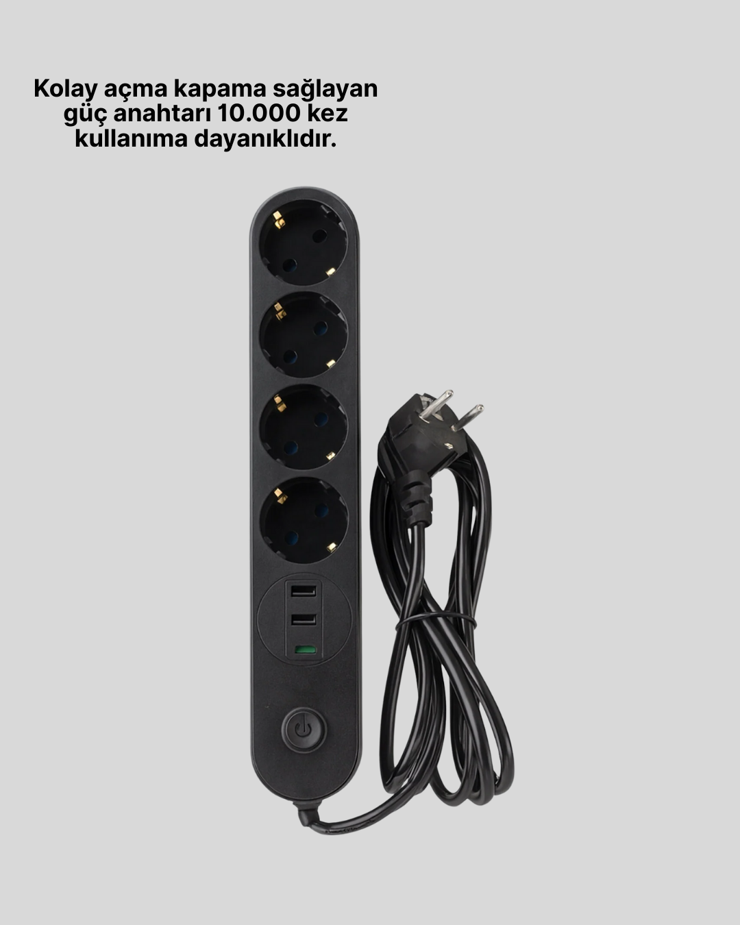 Akıllı Akım Dengelemeli 4’lü Çoklu Priz Type-C ve USB Çıkışlı