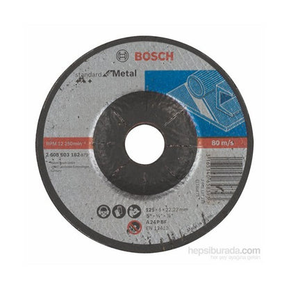 Bosch - Standard Seri Metal İçin Bombeli Taşlama Diski (Taş) - A 24 P Bf, 125 Mm, 22,23 Mm, 6,0 Mm