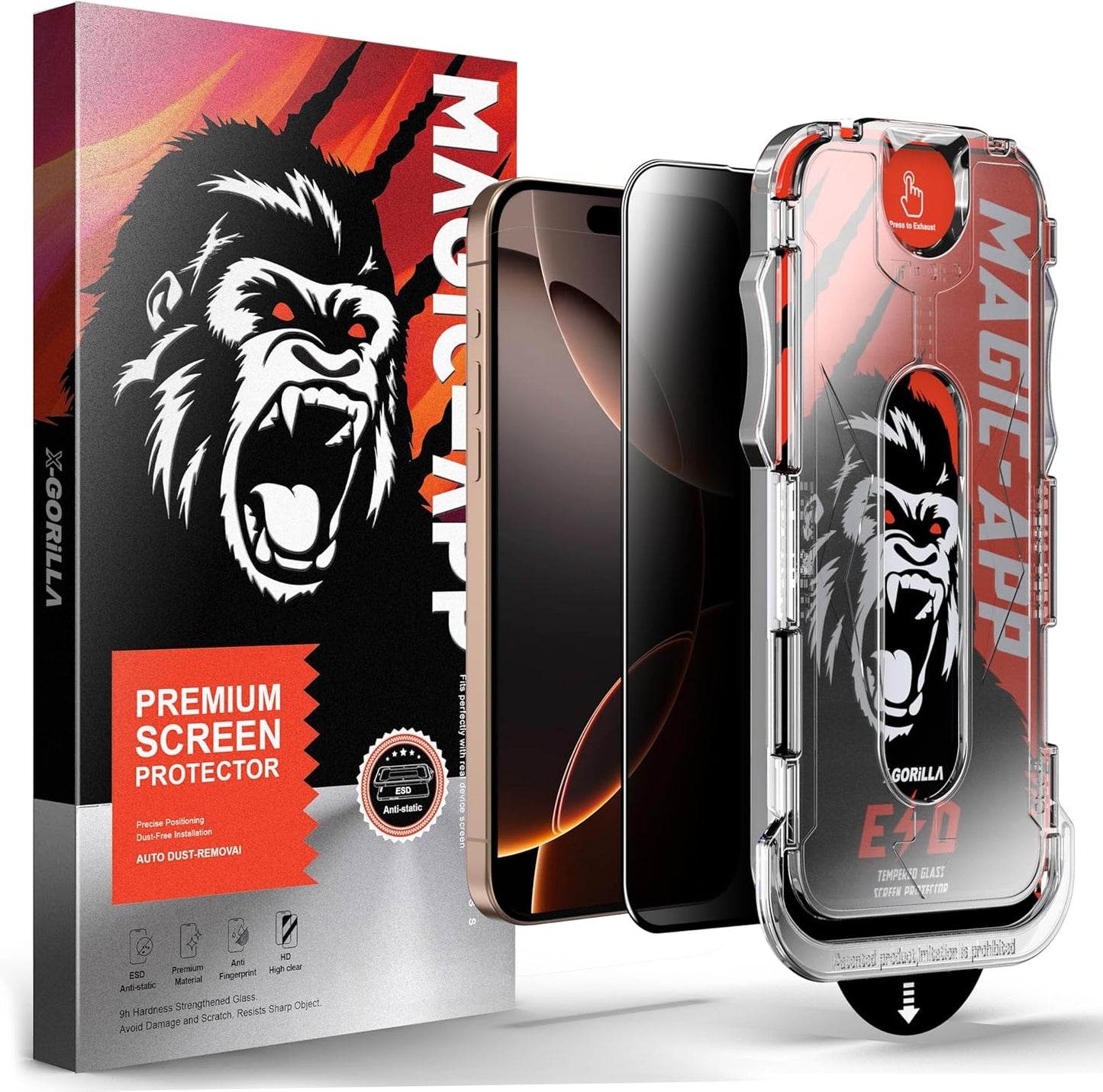 X-Gorilla iPhone 12/12 Pro Hayalet Ekran Koruyucu | Gizlilik Filtreli & 9H Kırılmaz | Tam Kaplama Tozsuz Uygulama