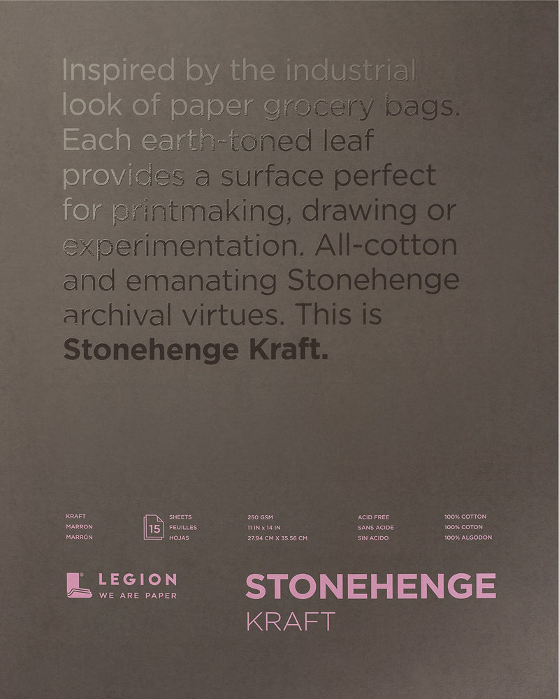 Stonehenge%100 Pamuk Orta Ağırlık Pedi, Kraft, 250gsm, Kuru Ortam için 15 Yaprak (11X14)
