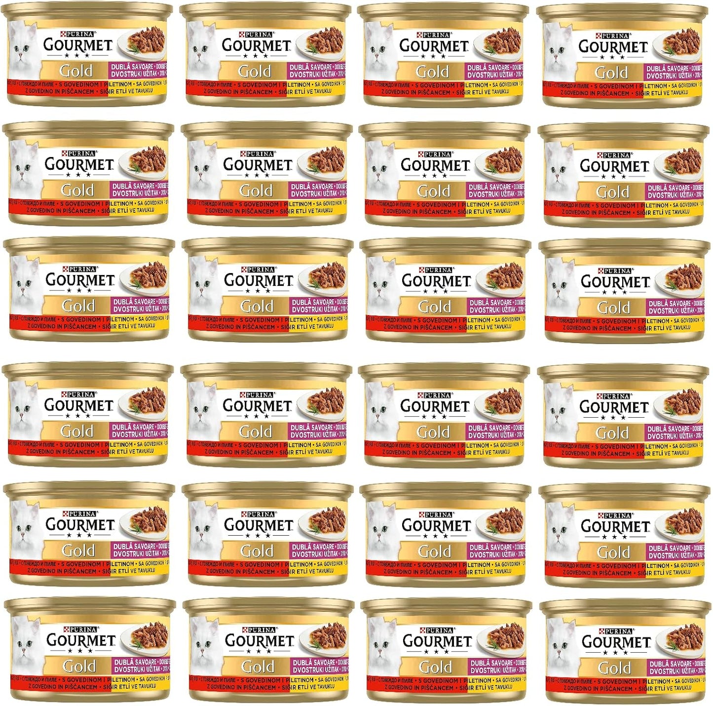 Gourmet Gold Çifte Lezzet Sığır Etli & Tavuklu Yaş Kedi Maması (24 x 85 gr)