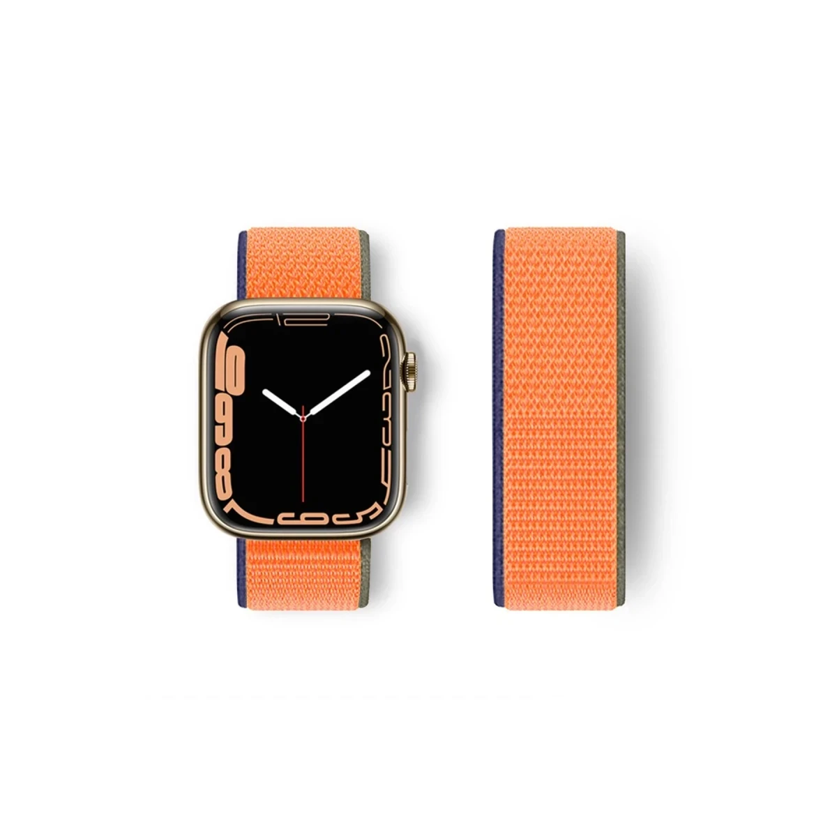 Apple Watch 42mm Hasırlı Cırtcırtlı Kordon - Turuncu