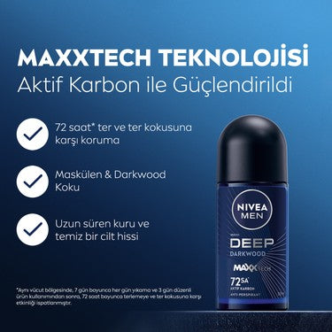 Roll-on deodorant, 50 ml, derinlemesine koruma ile