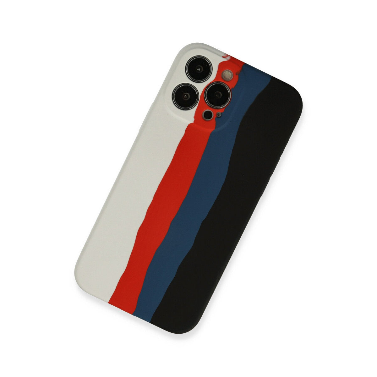 iPhone 13 Pro Kılıf Ebruli Lansman Silikon - Beyaz-Siyah
