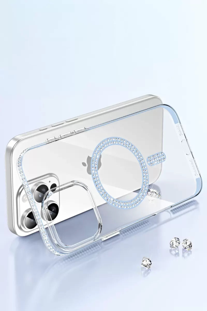 iPhone 14 Pro Max Move Taşlı Magsafe Kapak - Lila