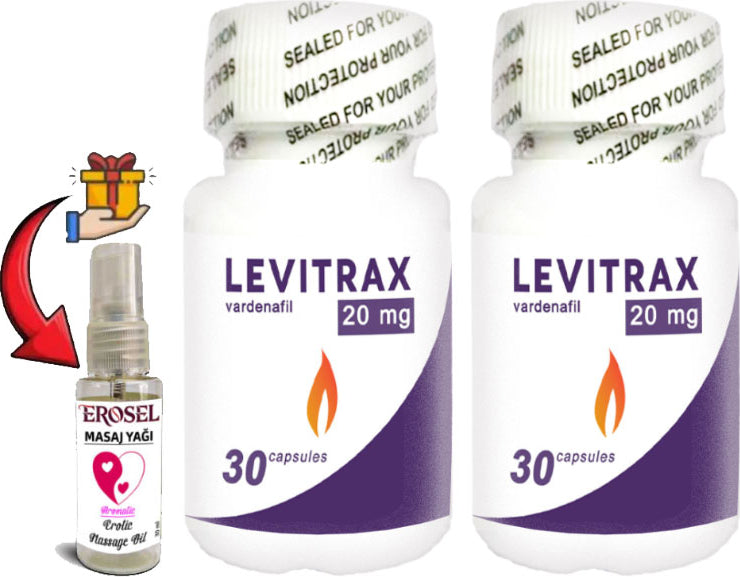 Helsol: Levitrax 2 Adet Erkeklerin Performansına Özel 30LU Kapsüller + Erosel Erotikmasaj Yağı Hediye