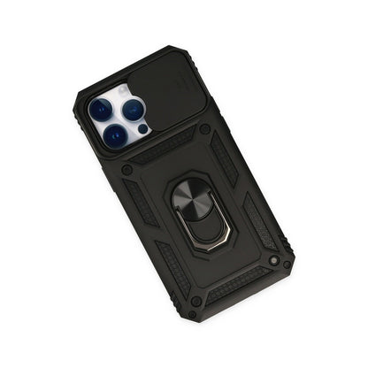 iPhone 14 Pro Max Kılıf Pars Lens Yüzüklü Silikon - Siyah