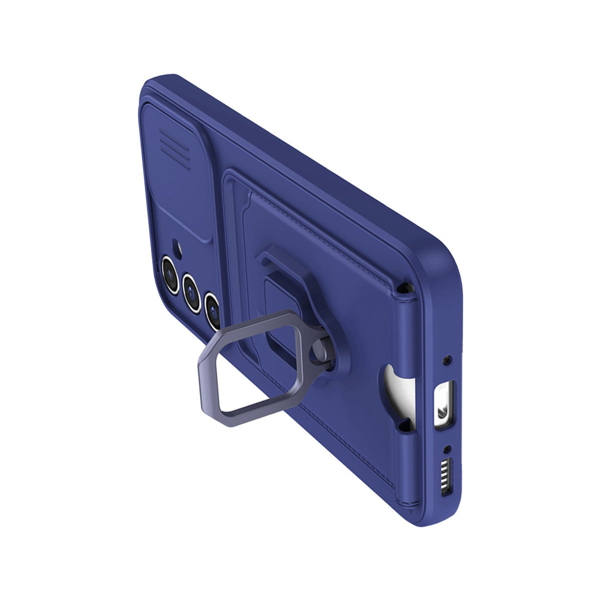 Galaxy A25 5G Kılıf Zuma Kartvizitli Yüzüklü Silikon - Lacivert