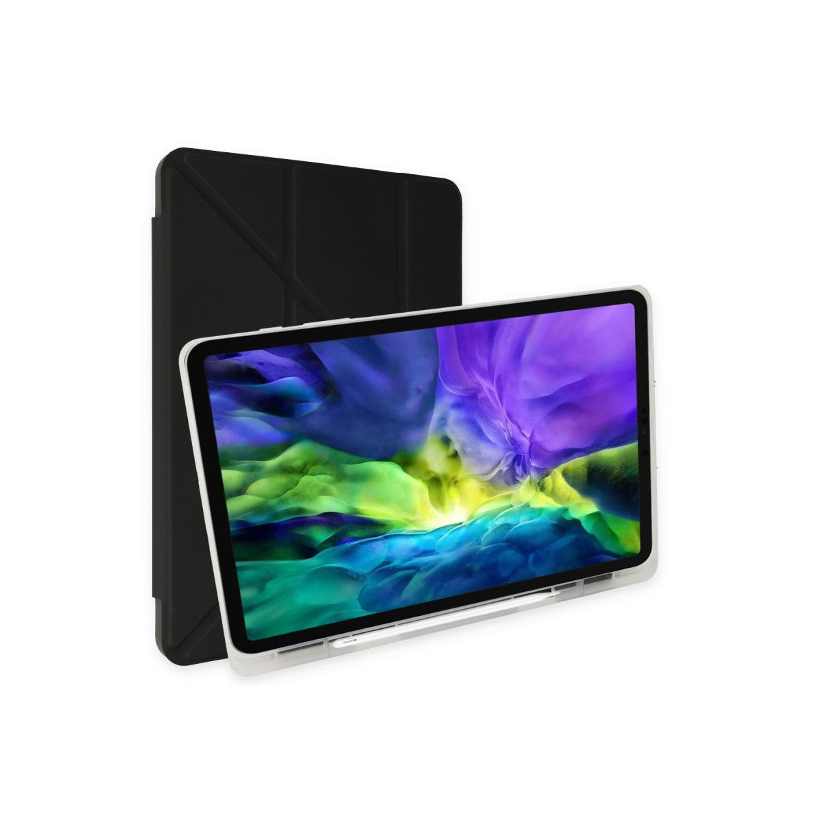iPad Pro 12.9 (2021) Kılıf Kalemlikli Mars Tablet Kılıfı - Siyah