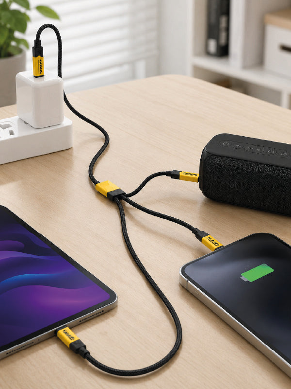 3'ü 1 Arada USB Şarj Kablosu 240W Hızlı Şarj ve Veri Aktarım Kablosu