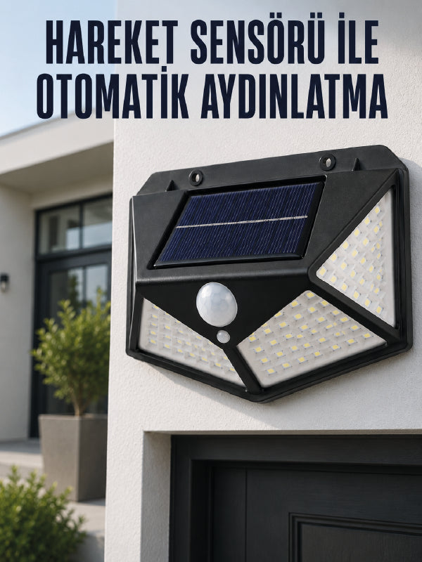 Hareket Sensörlü Güneş Enerjili Duvar Lambası Dış Mekan İçin Güçlü LED Aydınlatma