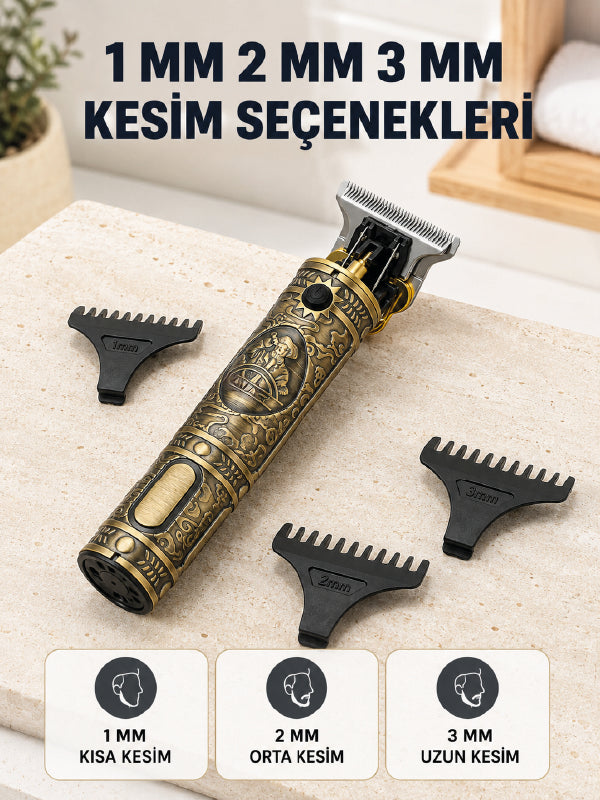 Profesyonel Saç ve Sakal Tıraş Makinesi 1500 mAh Bataryalı 1 2 3 mm Taraklı