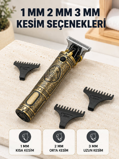 Profesyonel Saç ve Sakal Tıraş Makinesi 1500 mAh Bataryalı 1 2 3 mm Taraklı