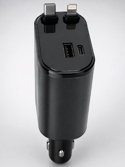 120W Hızlı Şarj Destekli 4'ü 1 Arada Araç Şarj Cihazı Type-C, Lightning, USB ve USB-C Çıkışlı