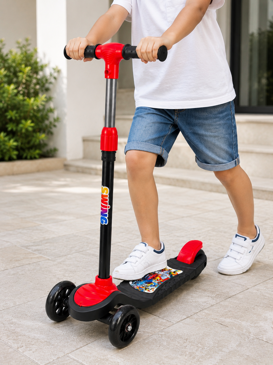Çocuklar İçin 3 Tekerlekli Scooter Ayarlanabilir Gidonlu Eğlenceli Sürüş Aracı