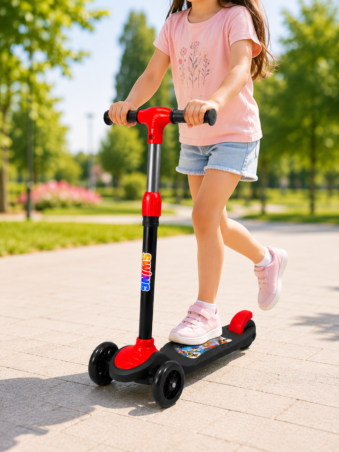 Çocuklar İçin 3 Tekerlekli Scooter Ayarlanabilir Gidonlu Eğlenceli Sürüş Aracı