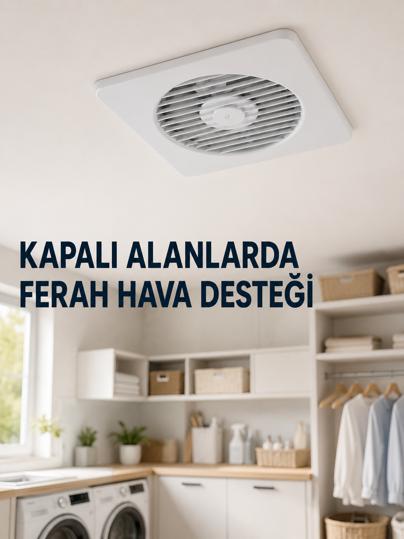 150 mm Havalandırma Aspiratörü 20,8 x 20,8 cm 320 m³/h 20 W Duvar ve Tavan Montajlı Fan
