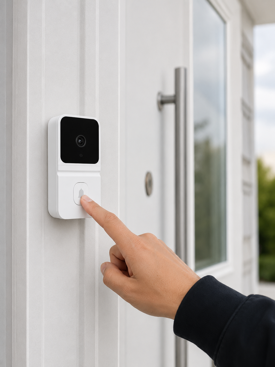 Kablosuz Beyaz Akıllı Kapı Zili Wi-Fi Bağlantılı HD Kameralı Ev Güvenlik Sistemi