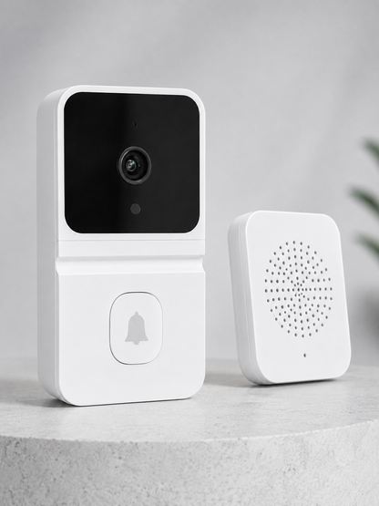 HD Kameralı Beyaz Görüntülü Kapı Zili Çift Yönlü Sesli Wi-Fi Akıllı Kapı Zili