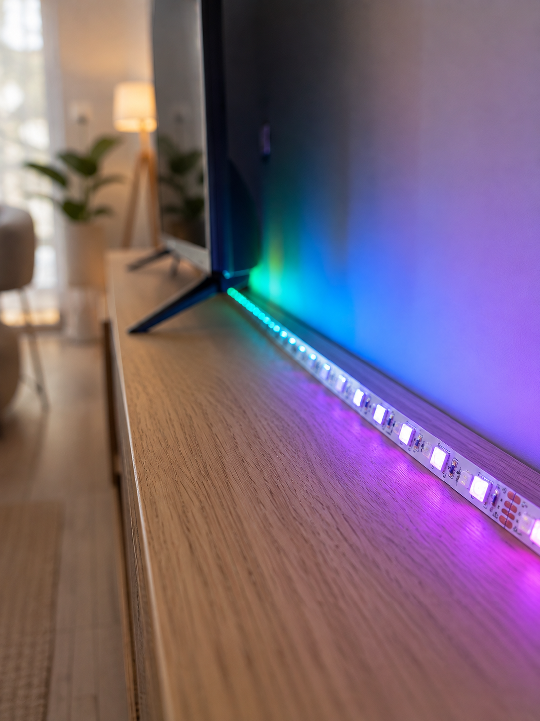 5050 SMD RGB LED Şerit 5 Metre Kumandalı Renkli TV Oda Masa Arkası Dekoratif Aydınlatma Seti