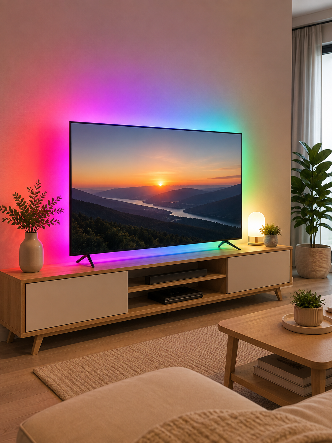 5050 SMD RGB LED Şerit 5 Metre Kumandalı Renkli TV Oda Masa Arkası Dekoratif Aydınlatma Seti